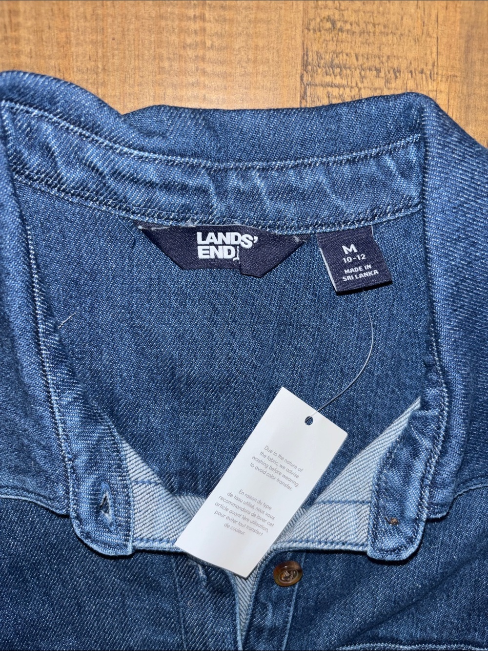 Lands’ End medium Classic Dark Blue Denim Shirt Dress with pockets & Belt nwt! - Picture 4 of 9